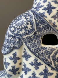 An exceptional Chinese blue and white porcelain figure of Guanyin, Wanli