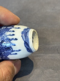 Two Chinese blue and white snuff bottles, Yongzheng mark, 18/19th C.