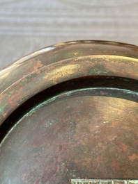 A large Chinese bronze censer, Xuande mark, Ming