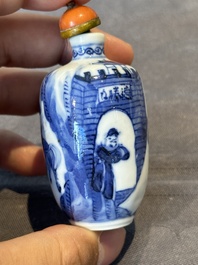 Two Chinese blue and white snuff bottles, Yongzheng mark, 18/19th C.