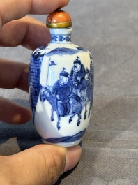 Two Chinese blue and white snuff bottles, Yongzheng mark, 18/19th C.