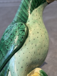A pair of Chinese sancai parrots, Kangxi