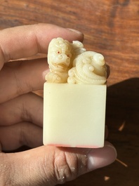 A Chinese shoushan stone 'Changchun Jushi 長春居士' seal with its original case, 18th C.