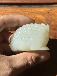 A Chinese white jade water pot in the shape of a three-legged toad, Qing