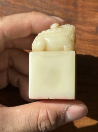 A Chinese shoushan stone 'Changchun Jushi 長春居士' seal with its original case, 18th C.