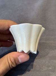 A pair of Chinese Dehua blanc de Chine flower-shaped cups, Kangxi
