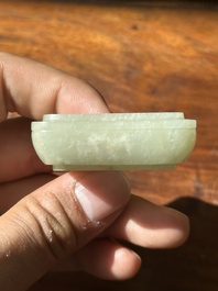 A square Chinese jade box and cover, 18/19th C.
