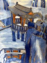 A Chinese blue and white Dutch-decorated 'landscape' vase, Kangxi