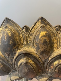 A large Chinese bronze lotus throne, Ming