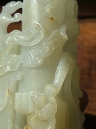 A Chinese white jade 'dragon' ink container with Qianlong mark and possibly of the period