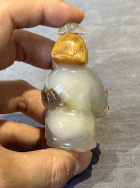 Six Chinese carved jade and agate 'figural' snuff bottles, 19/20th C.