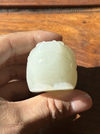 A Chinese white jade water pot in the shape of a three-legged toad, Qing