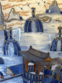A Chinese blue and white Dutch-decorated 'landscape' vase, Kangxi
