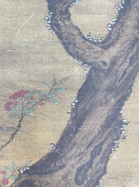 Chinese school: 'Flowers', ink and colour on paper, Cixi seal mark, 19th C.