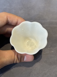 A pair of Chinese Dehua blanc de Chine flower-shaped cups, Kangxi