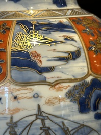 A Chinese blue and white Dutch-decorated 'landscape' vase, Kangxi