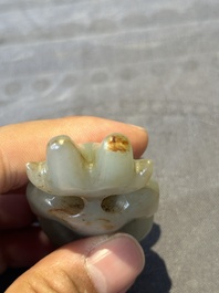 Three Chinese jades and an agate belt hook, Shang and later
