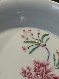 A Chinese famille rose 'peony' plate, Yongzheng mark and possibly of the period