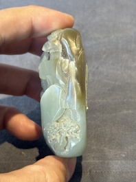 Three Chinese celadon jade snuff bottles, Qing