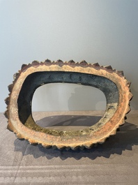 A large Chinese bronze lotus throne, Ming