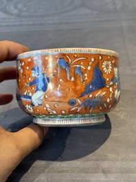 A Chinese English-decorated blue and white censer, Kangxi