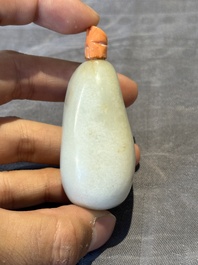 Two Chinese jade snuff bottles, 19th C.