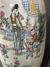 Five various Chinese famille rose vases, 19/20th C.