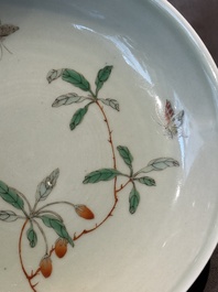 A Chinese famille verte celadon-glazed plate, Jiajing mark, Kangxi/Yongzheng