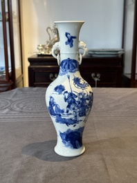 A fine Chinese blue and white vase with narrative design, Kangxi