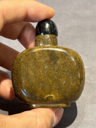 Six Chinese snuff bottles in various carved gemstones, 19/20th C.