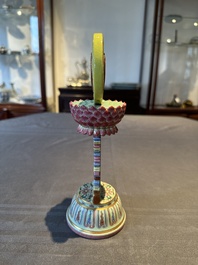 A rare Chinese famille rose Buddhist emblem altar ornament, Qianlong mark and of the period