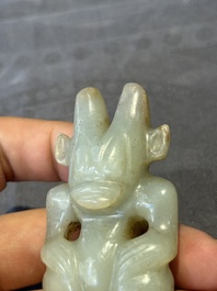 Three Chinese jades and an agate belt hook, Shang and later