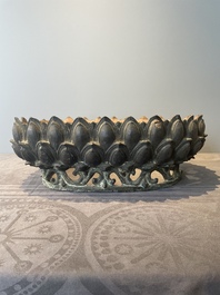 A large Chinese bronze lotus throne, Ming