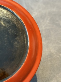 A pair of Chinese gilt lacquer plates, Ya 衙 mark, Kangxi
