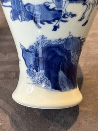 A fine Chinese blue and white vase with narrative design, Kangxi