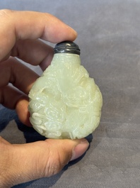 Three Chinese celadon jade snuff bottles, Qing