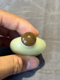 Six various Chinese hardstone and jade snuff bottles, 19/20th C.