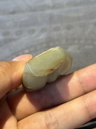 Three Chinese jades and an agate belt hook, Shang and later