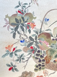 Chinese school: 'Flowers', ink and colour on paper, Cixi seal mark, 19th C.