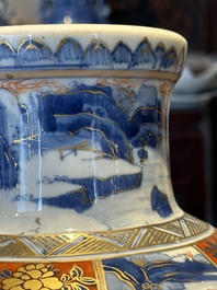 A Chinese blue and white Dutch-decorated 'landscape' vase, Kangxi