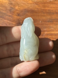A Chinese grey jade carving of a hare, Qing