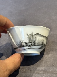 A fine Chinese grisaille 'Adoration of the Shepherds' cup, Qianlong, ca. 1745