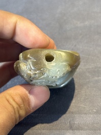Three Chinese celadon jade snuff bottles, Qing