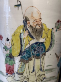 A fine Chinese famille rose 'Sanxing' vase, Yongzheng