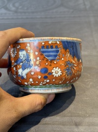 A Chinese English-decorated blue and white censer, Kangxi