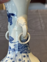 A fine Chinese blue and white vase with narrative design, Kangxi