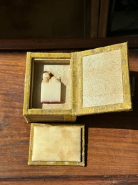 A Chinese shoushan stone 'Changchun Jushi 長春居士' seal with its original case, 18th C.
