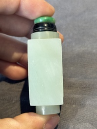 Three Chinese celadon jade snuff bottles, Qing