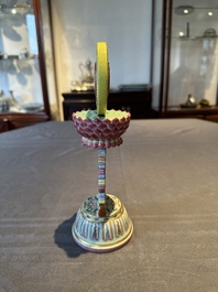 A rare Chinese famille rose Buddhist emblem altar ornament, Qianlong mark and of the period