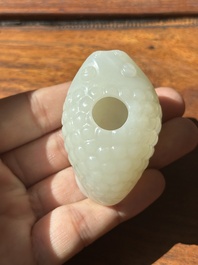 A Chinese white jade water pot in the shape of a three-legged toad, Qing